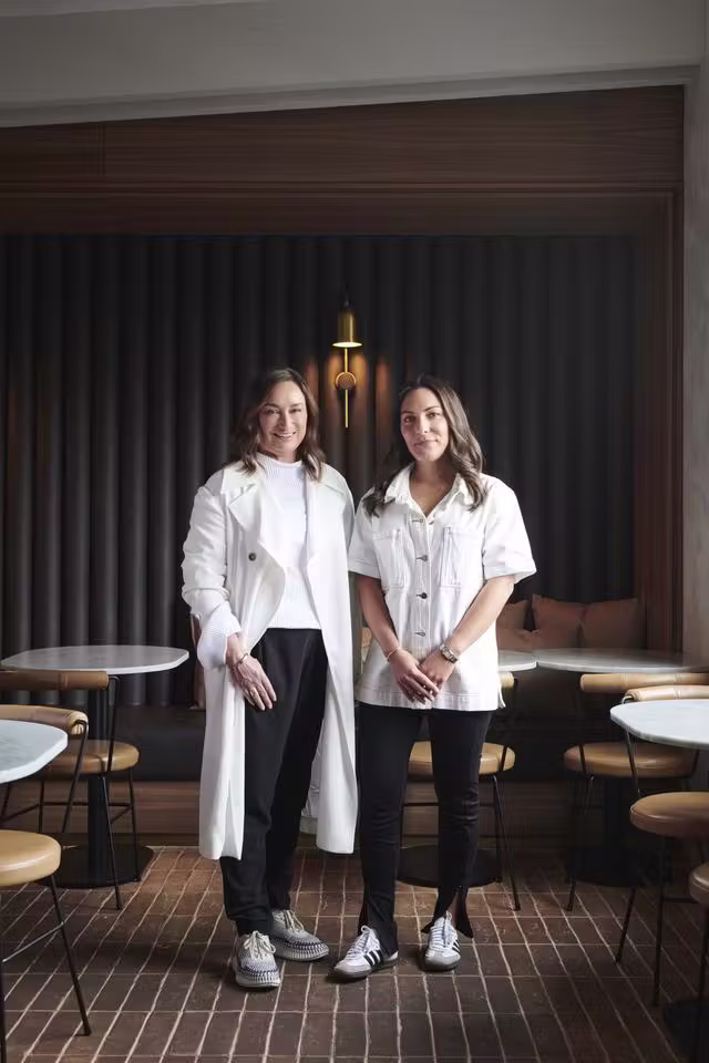 Mim Design’s Miriam Fanning and Emma Mahlook at Enoteca Boccaccio in Balwyn, Melbourne. Photography Tim O’Connor.